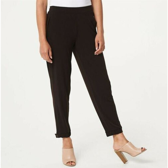 Susan Graver Pants - Every Day by Susan Graver Regular Liquid Knit Jogger Black Women's Plus Size 3X
